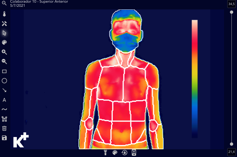 Análise termográfica Kelvin+ com avatar real do atleta